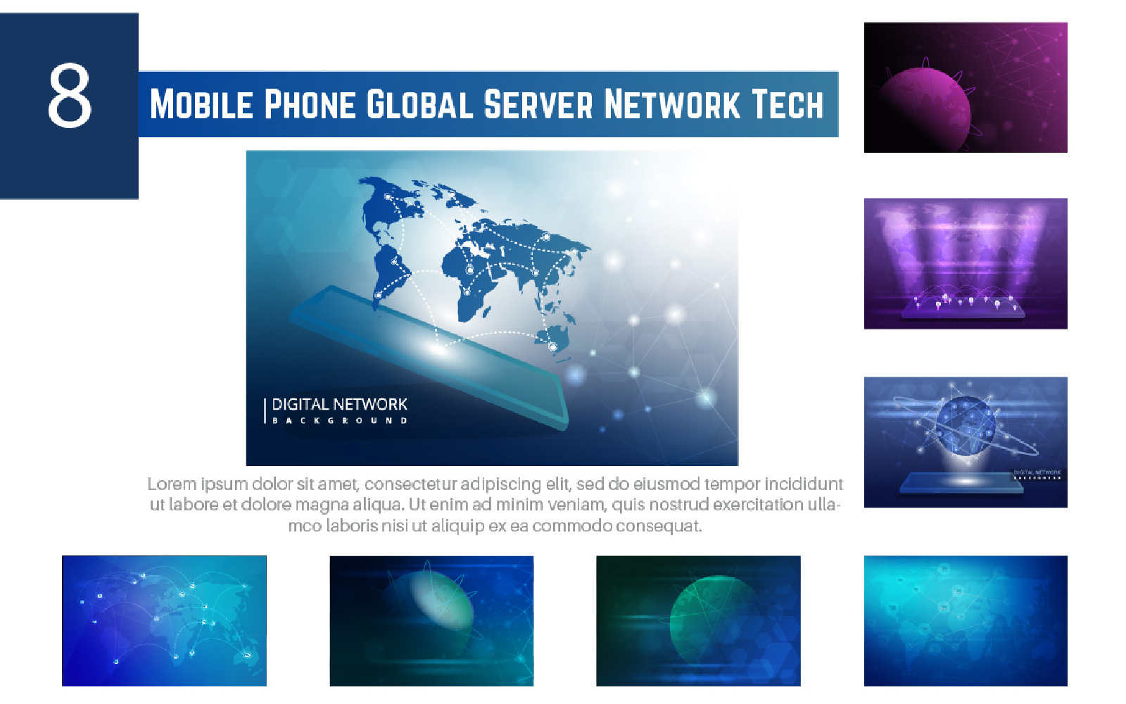 8 Mobile Phone Global Server Network Tech