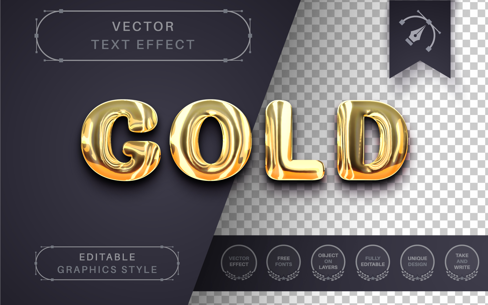 Gold Dark - Editable Text Effect, Font Style, Graphics Illustration