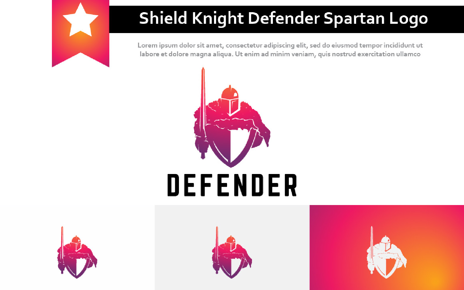 Shield Sword Knight Defender Spartan Soldier Warrior Mascot Logo