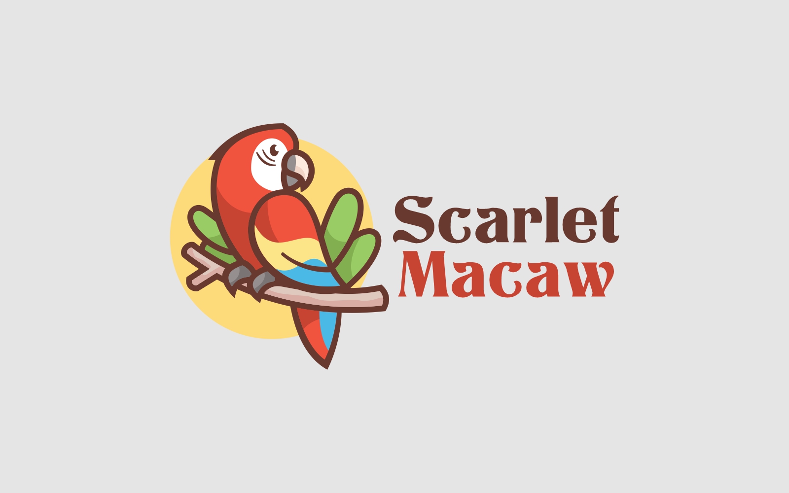 Scarlet Macaw Color Mascot Logo