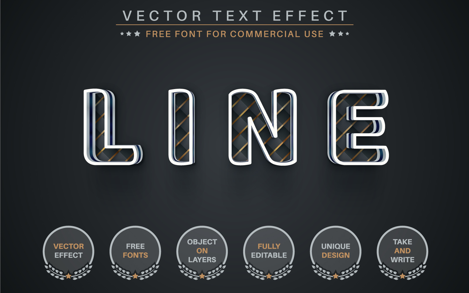 Stylish Line - Editable Text Effect, Graphics Illustration