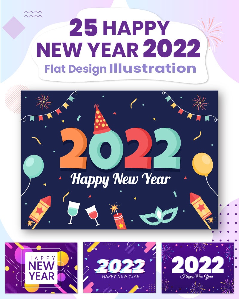 25 Happy New Year 2022 Template Illustration