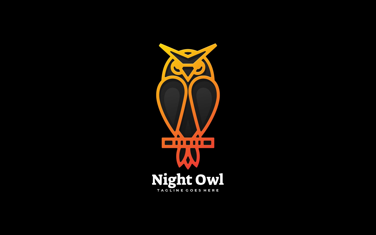 Night Owl Line Art Logo Template