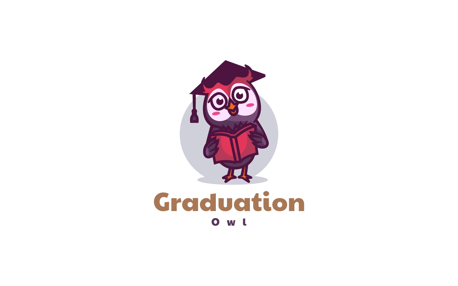 Graduation Owl Cartoon Logo Style