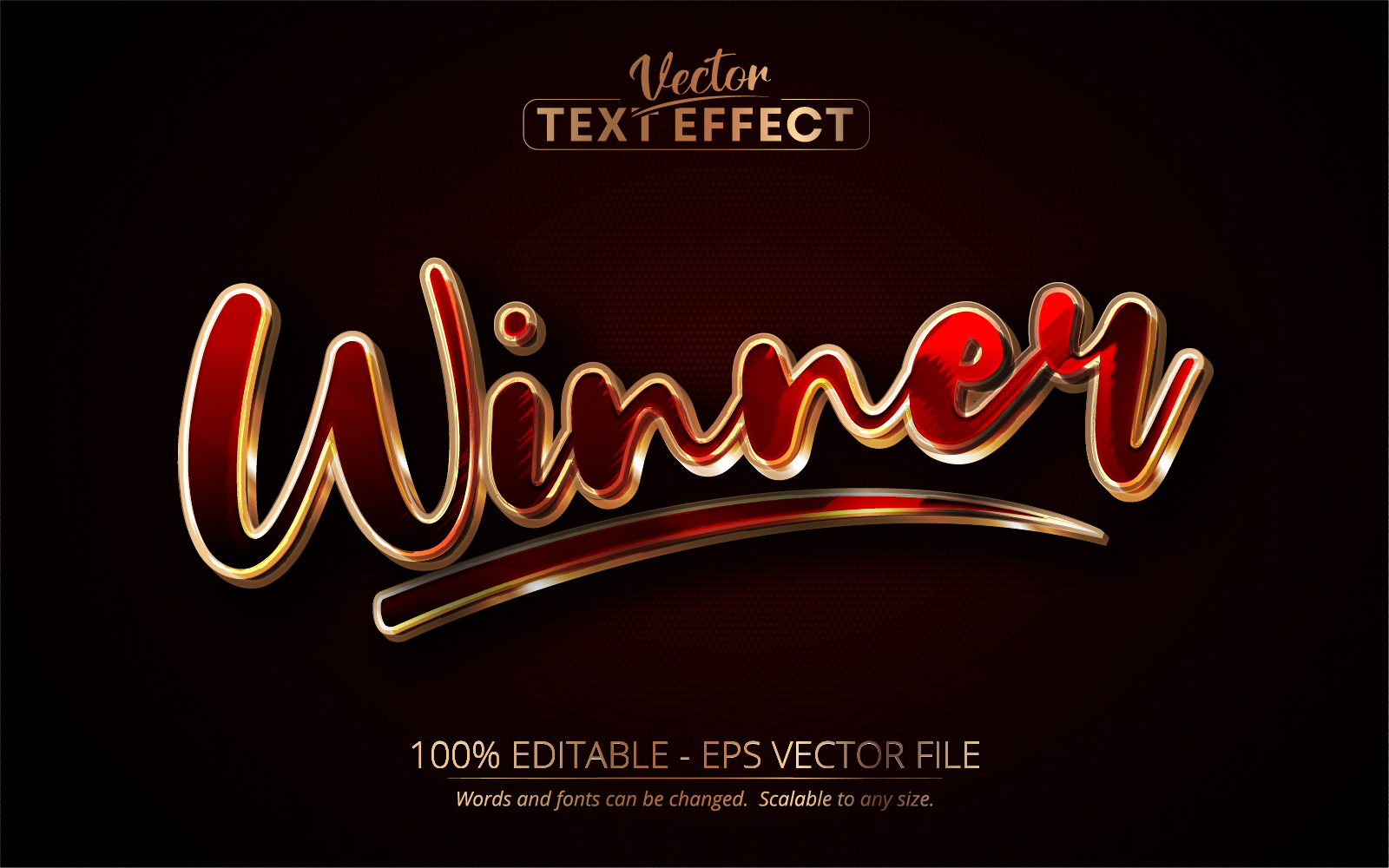 Winner - Red and Gold Style, Editable Text Effect, Font Style, Graphics Illustration