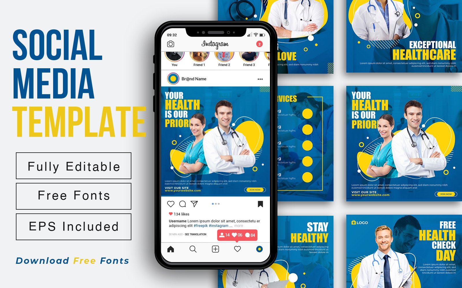 COVID-Health Care - Dentist Social Media Post And Banner Design Template