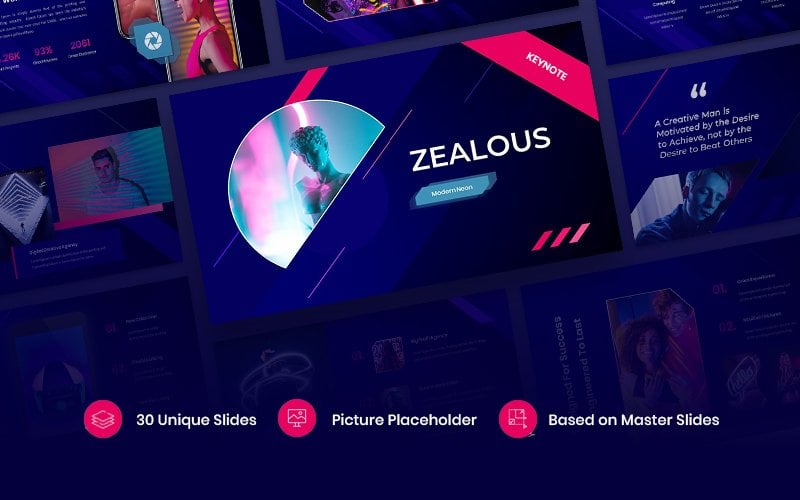 Zealous - Modern Neon Keynote Template