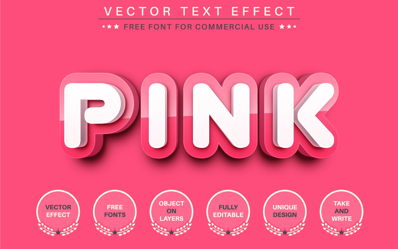 3D Big Pink - Editable Text Effect, Font Style, Graphics Illustration