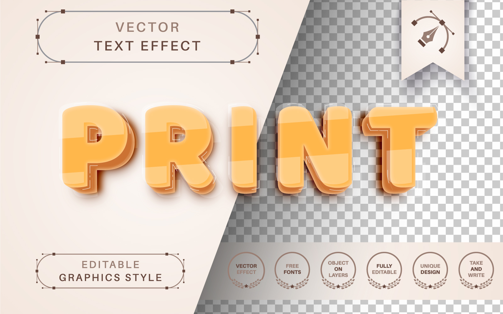 3D Print - Editable Text Effect, Font Style, Graphics Illustration