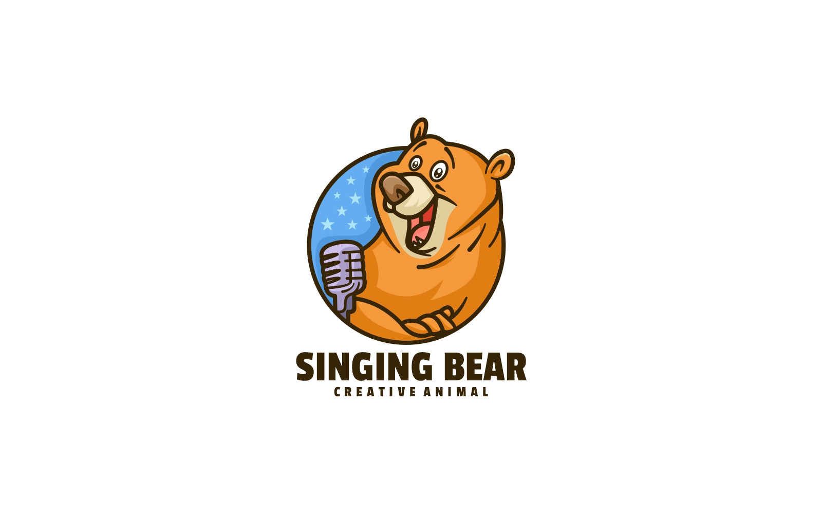 Singing Bear Cartoon Logo