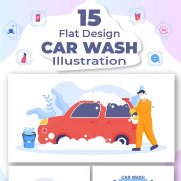 Wash Car Illustrations Templates 218587