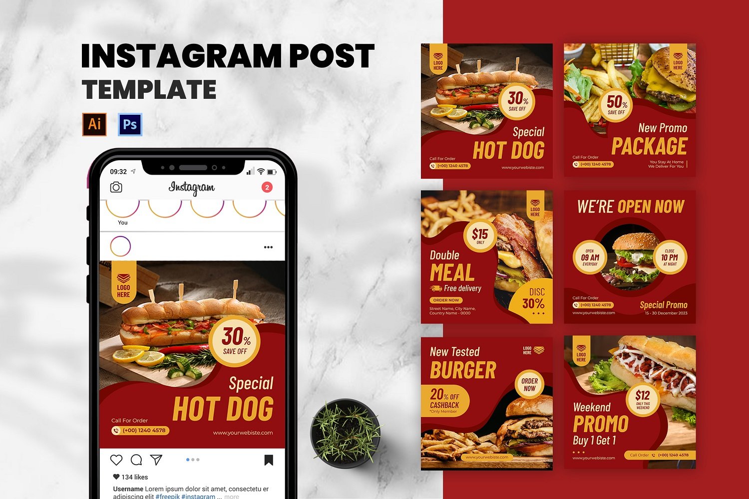 Fast Food Instagram Post Template