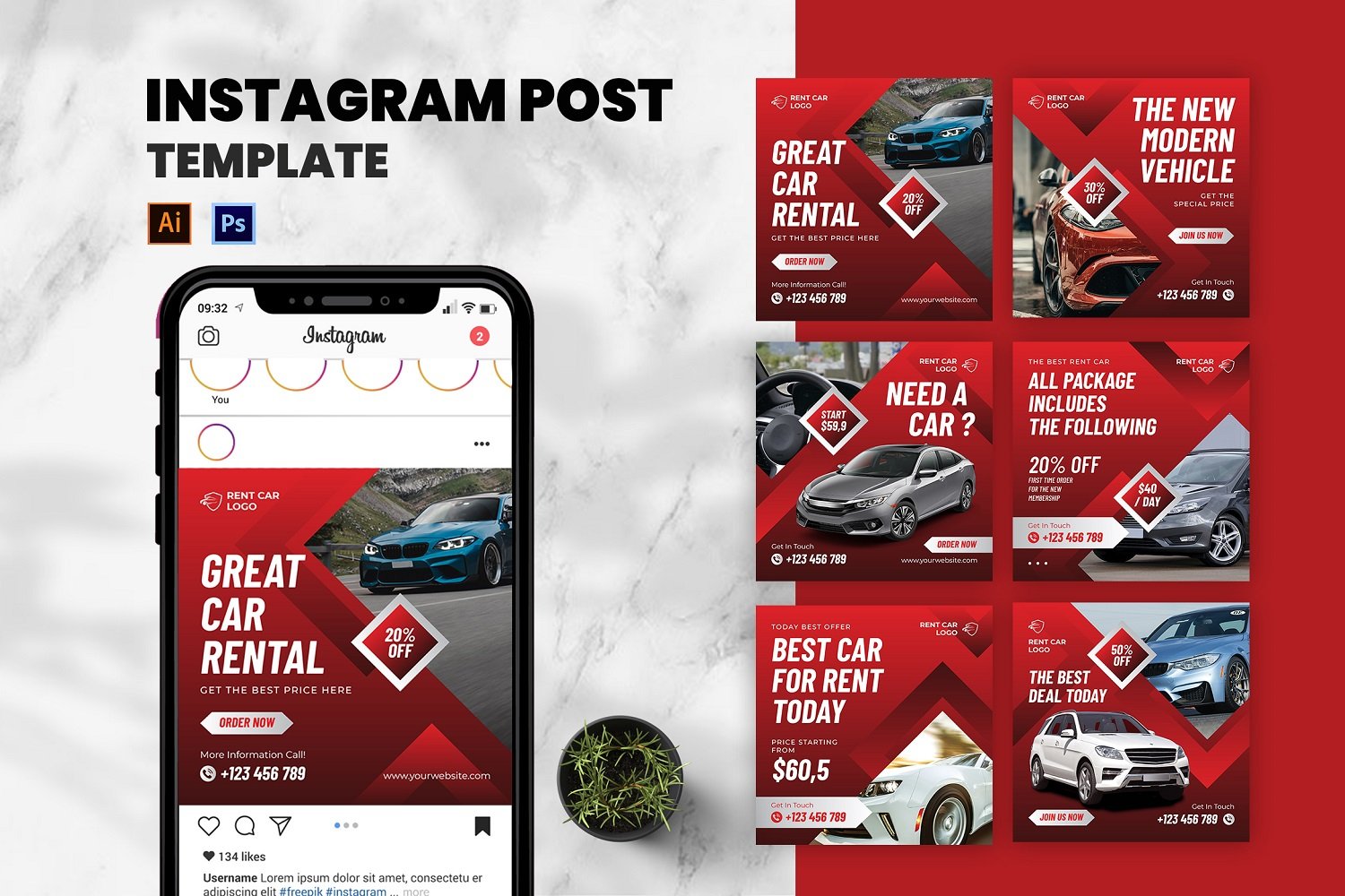 Rent Car Instagram Post Template