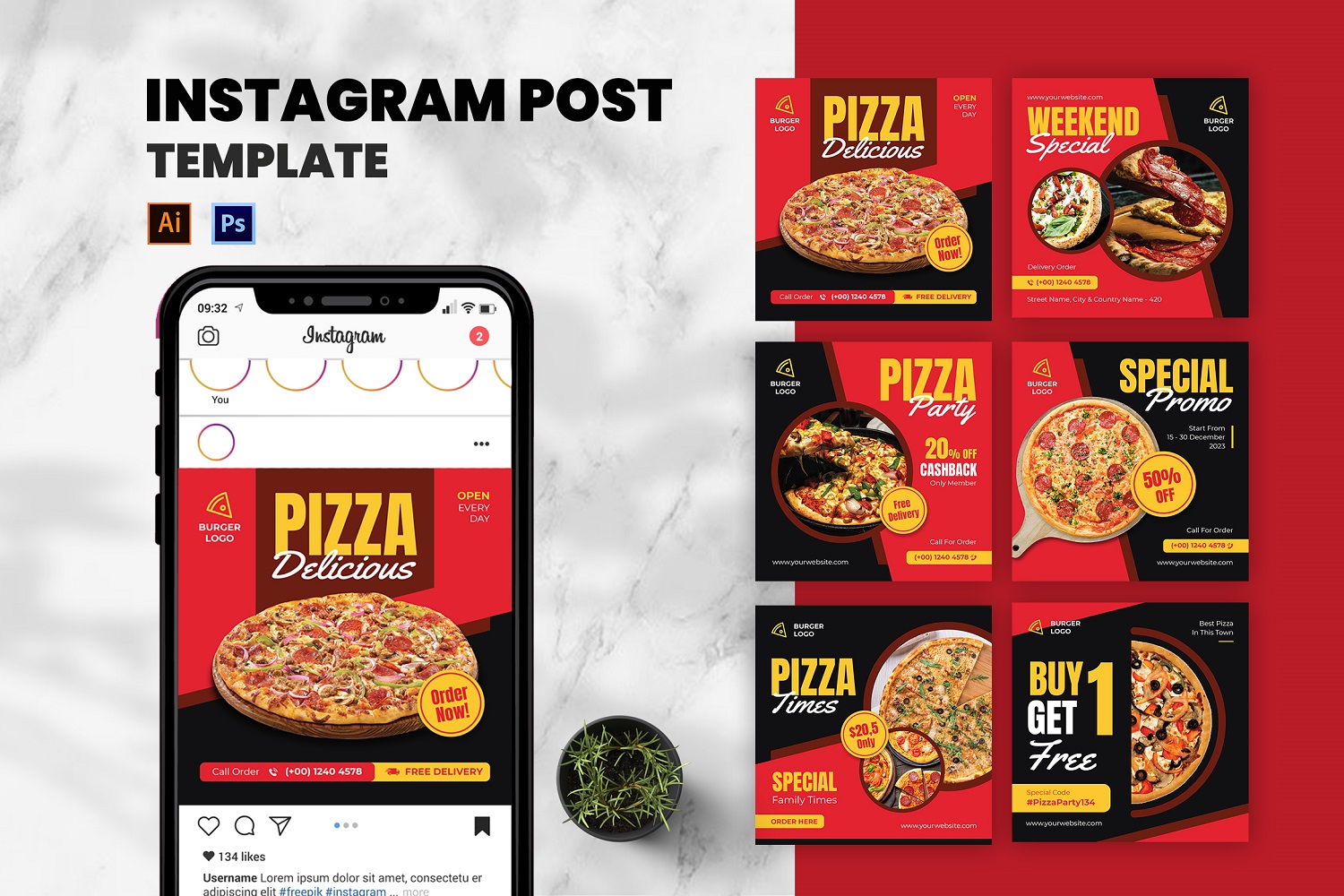 Pizza Delicious Instagram Post