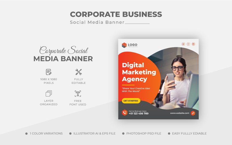 Creative Marketing Social Media Post Banner Template