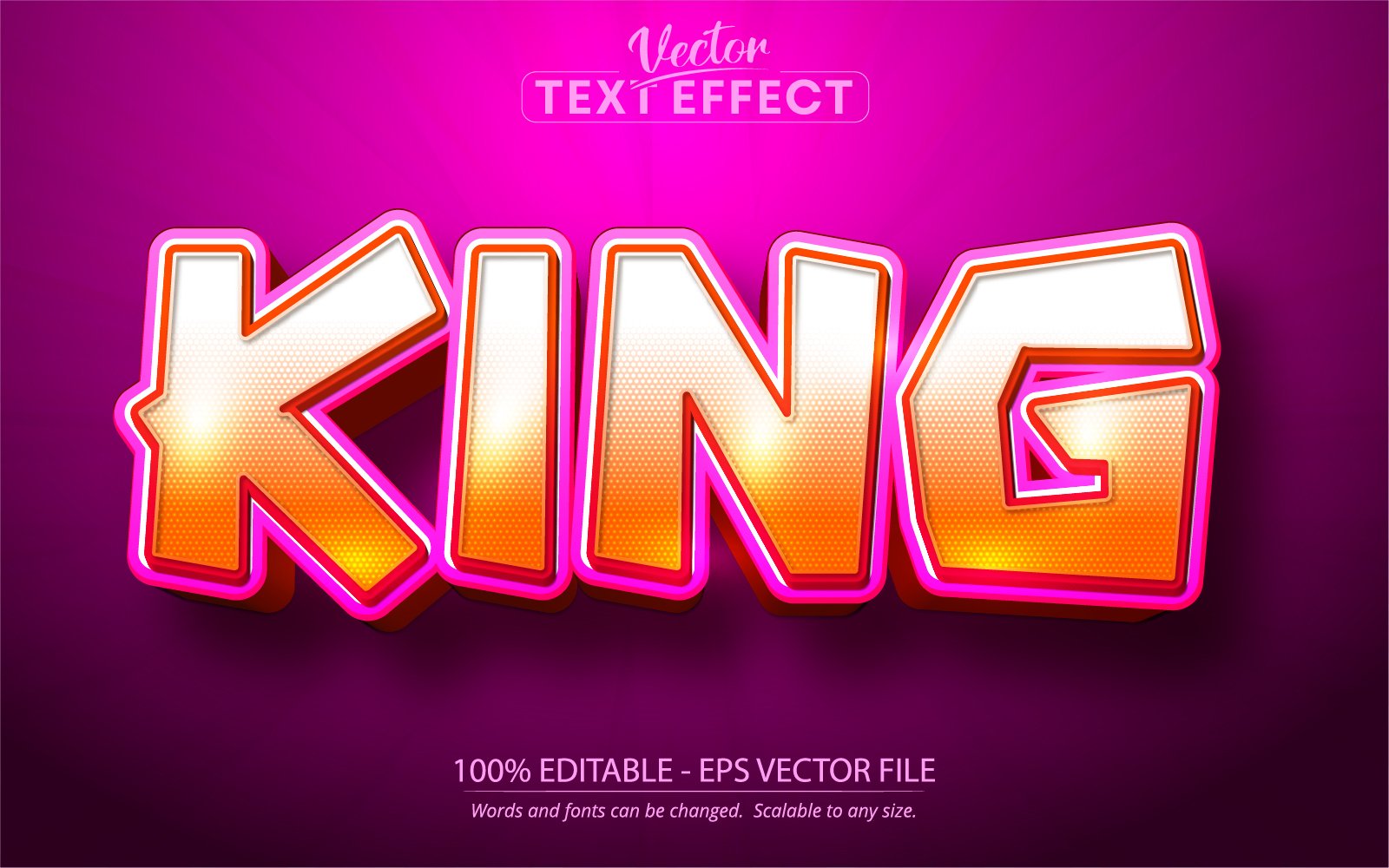 King - Cartoon Style, Editable Text Effect, Font Style, Graphics Illustration