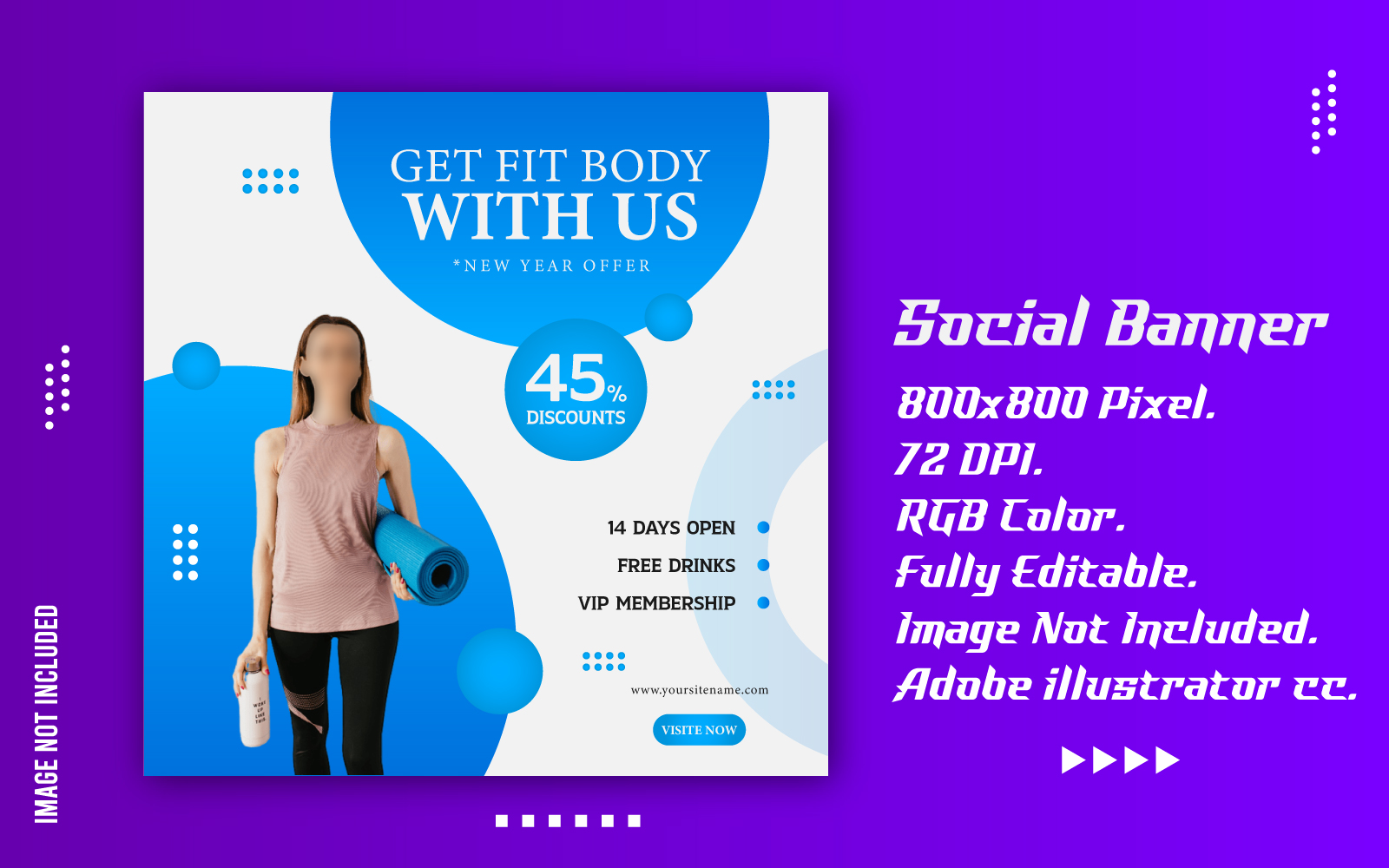 Creative Gym Social Media Banner Vector Template