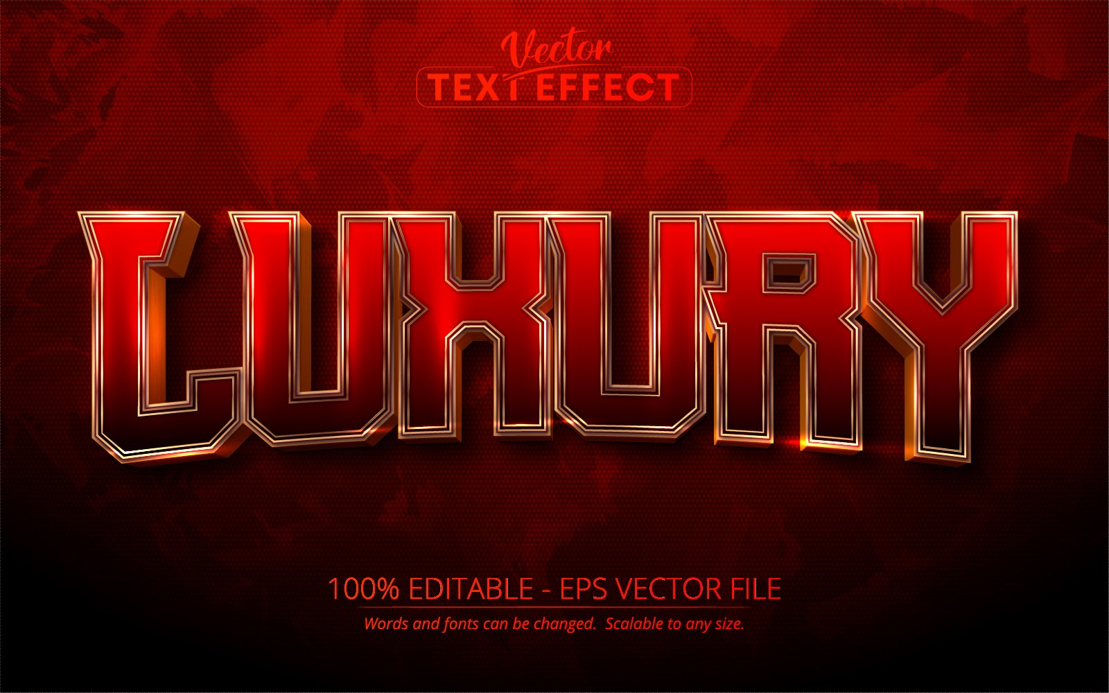 Luxury - Red And Gold Style, Editable Text Effect, Font Style, Graphics Illustration