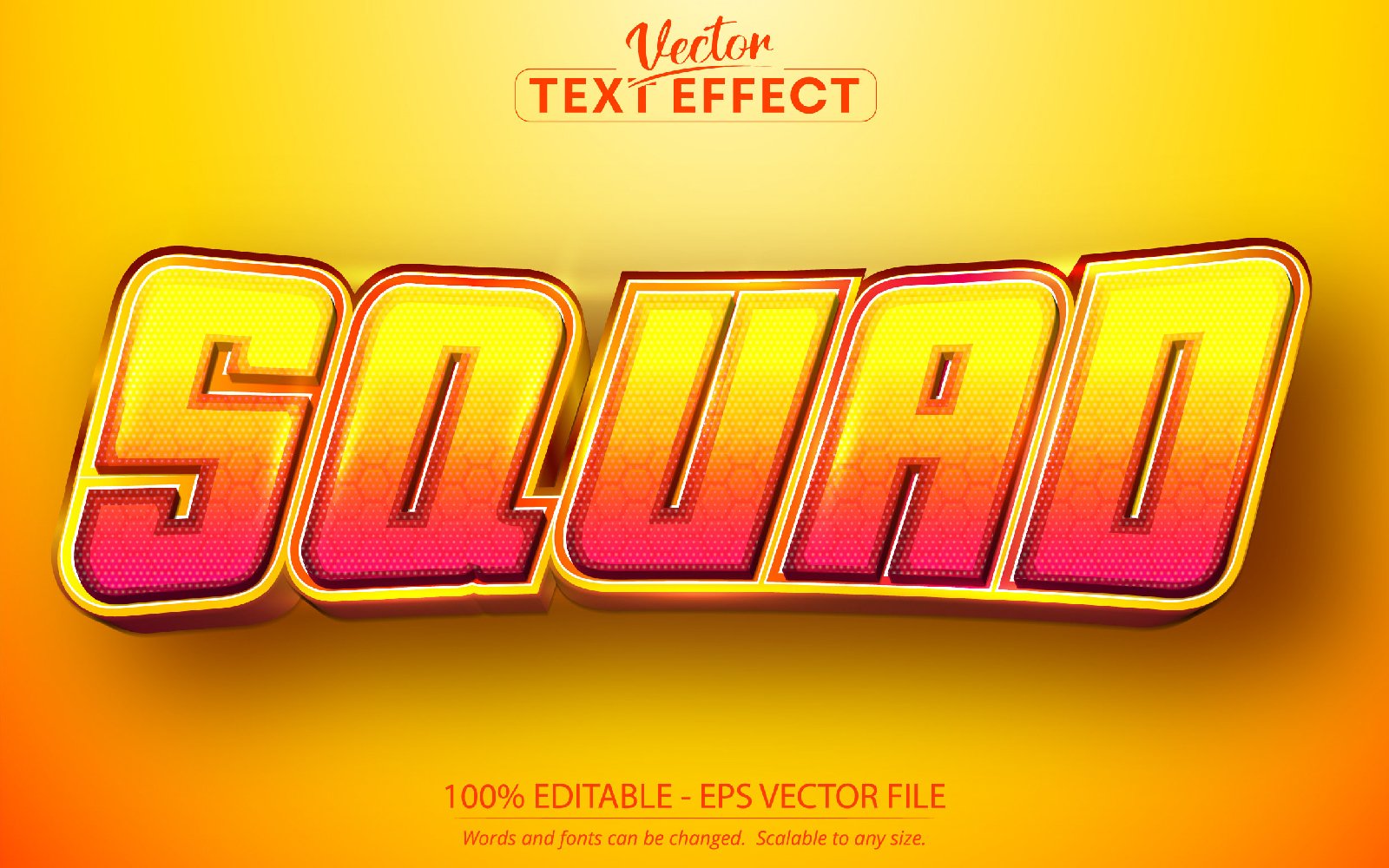 Squad - Orange Cartoon And Sport Style, Editable Text Effect, Font Style, Graphics Illustration