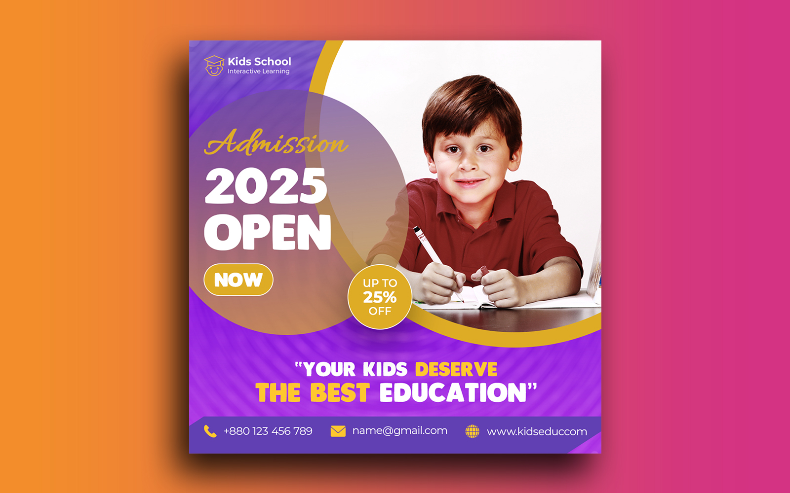 Kids School Education Admission Instagram Post Social media post template