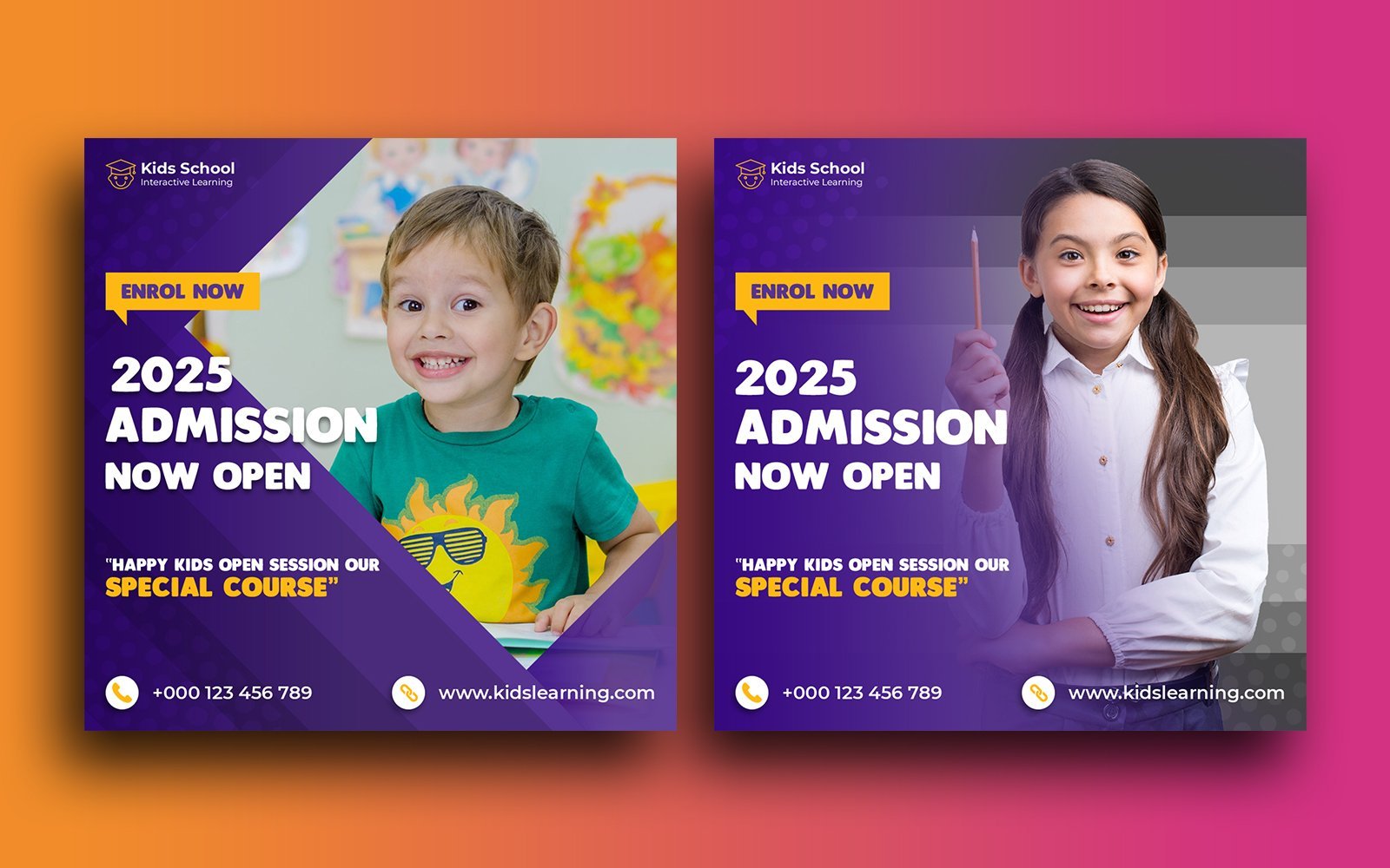 Kids School Education Admission Instagram Post Social media banner template