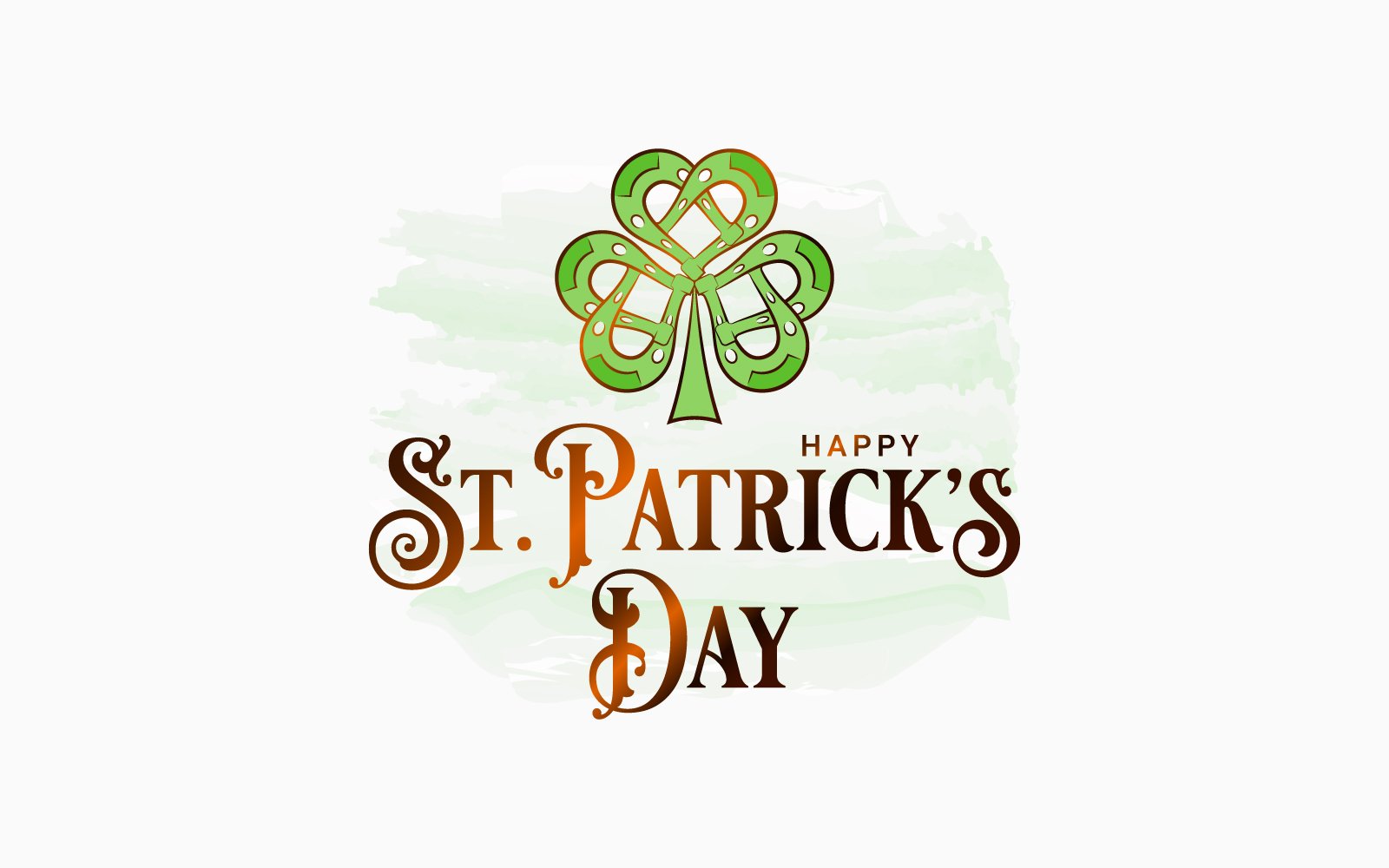 Patrick Day Gold Clover On White Background.