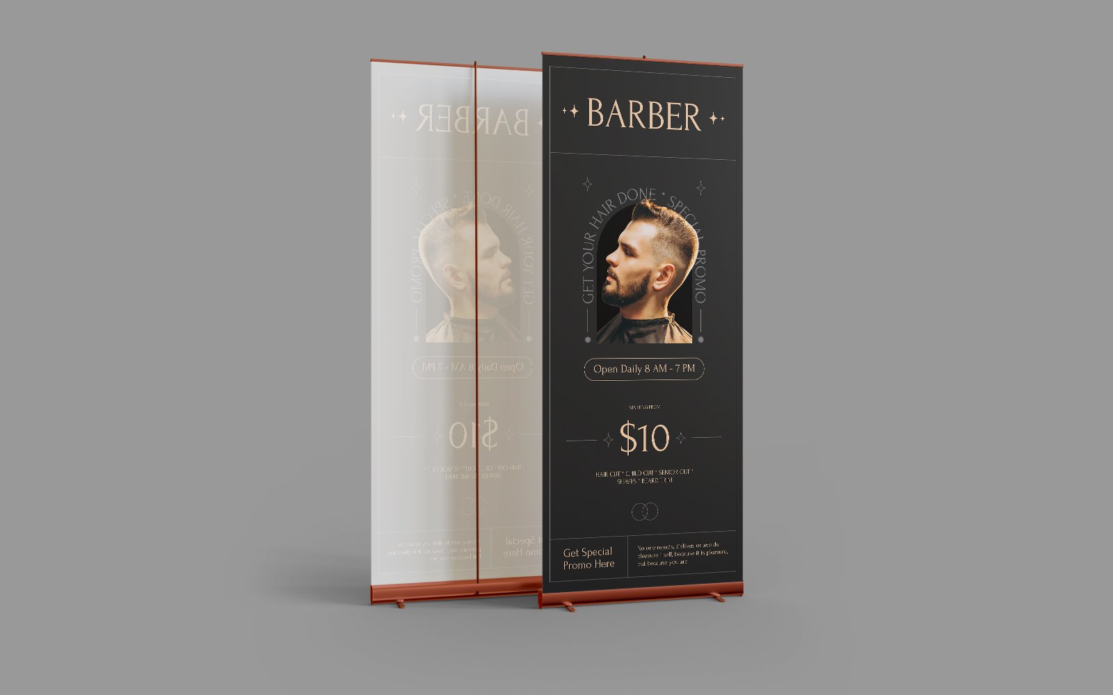 Barbershop Modern Retro Roll Banner Template