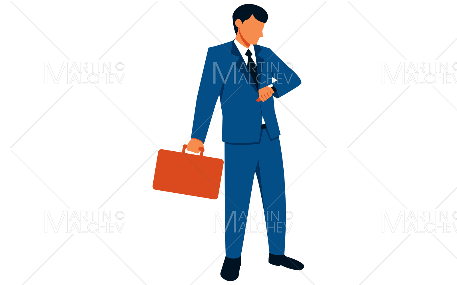 Businessman Checking Time Vector Illustration