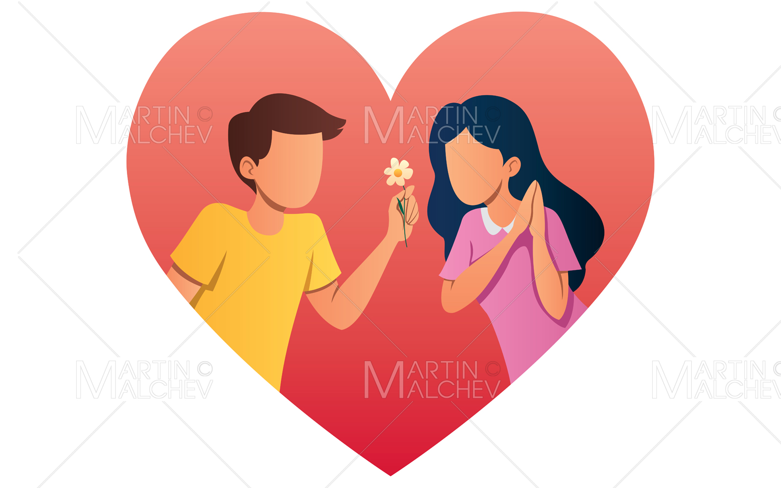 Falling in Love Flat Design Vector Illustration