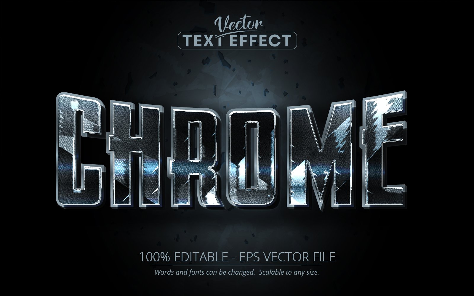 Chrome - Metallic Style, Editable Text Effect, Font Style, Graphics Illustration