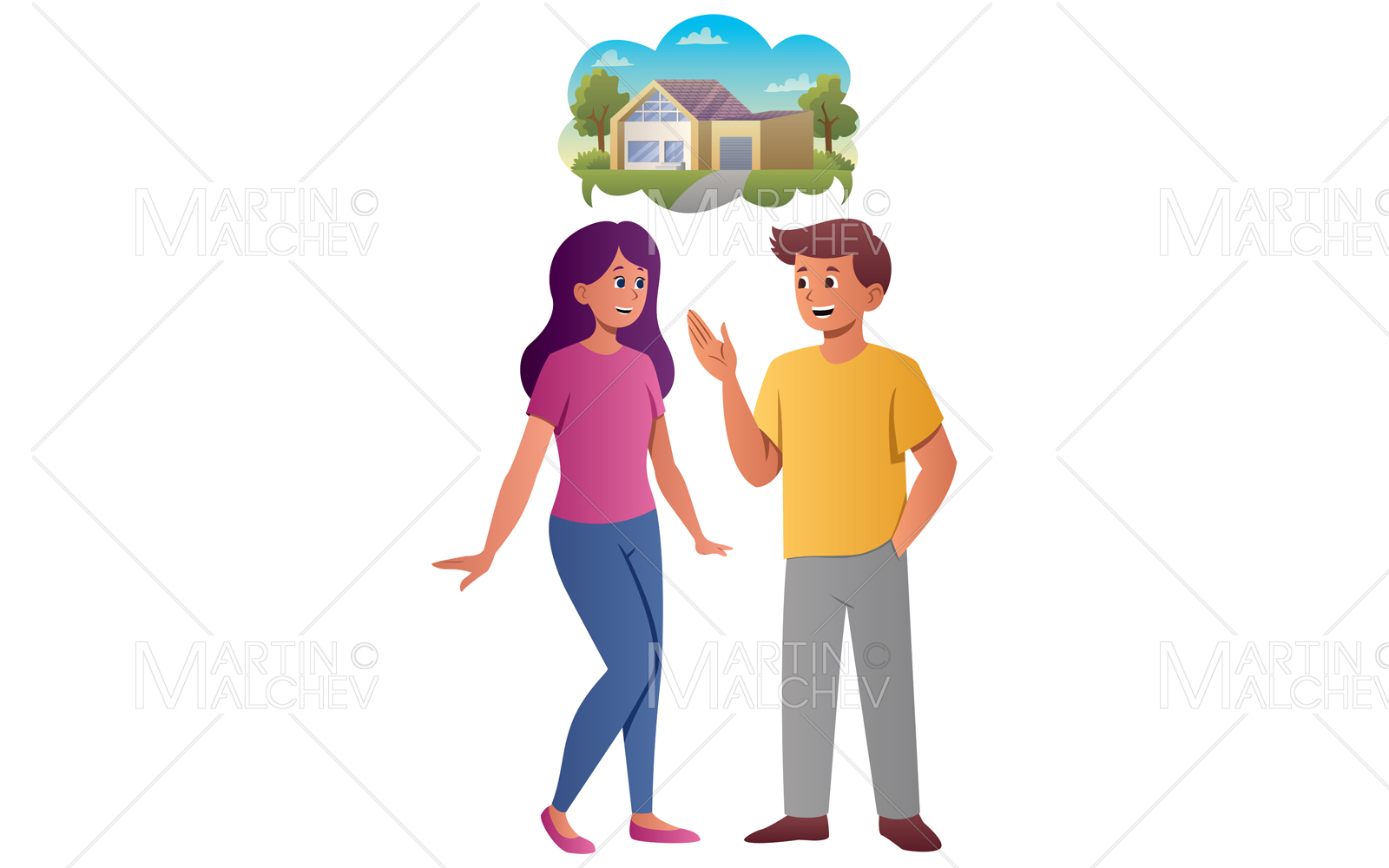 Making Plans Together Vector Illustration