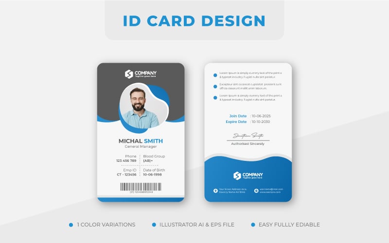 Minimalist Modern Professional ID Card Design Template