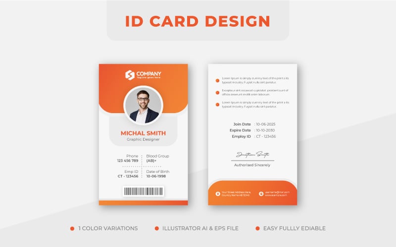 Abstract Clean  ID Card Design Template