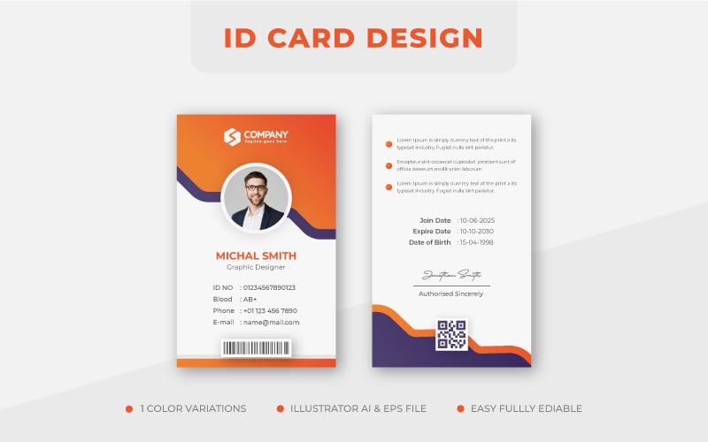 Clean Minimalist Business Identity Card With Orange Color