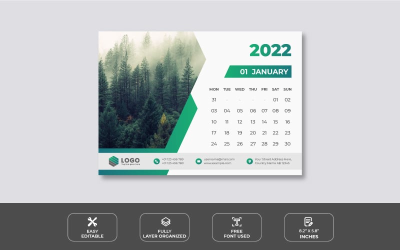 2022  Desk Calendar Design Template