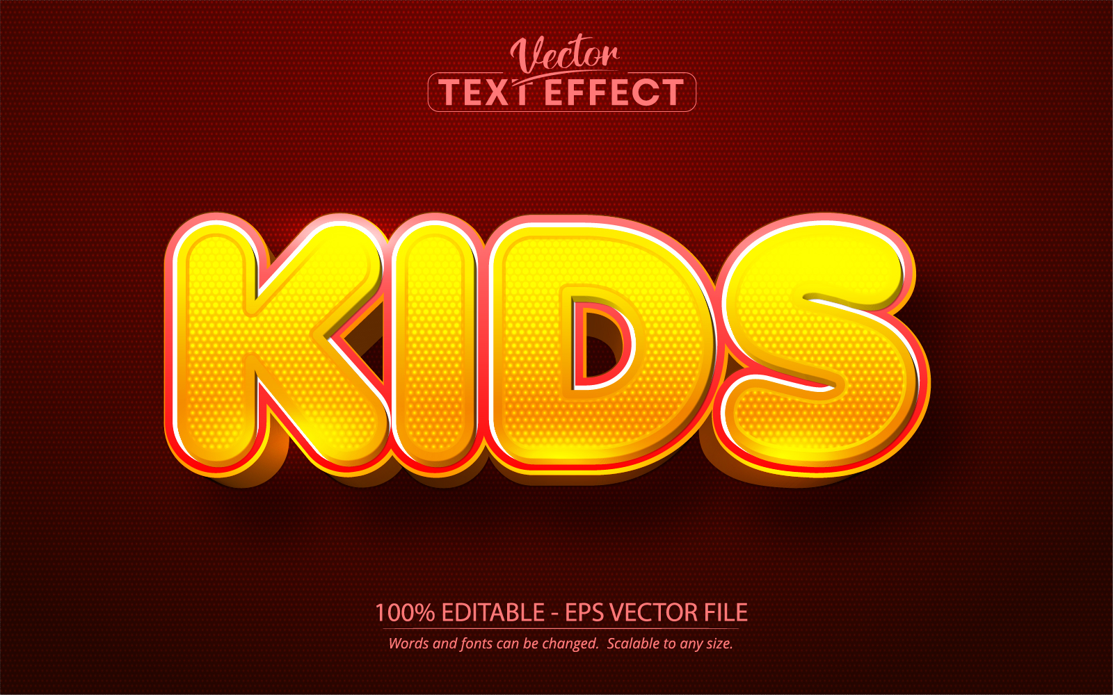 Kids - Yellow Color Cartoon Style, Editable Text Effect, Font Style, Graphics Illustration