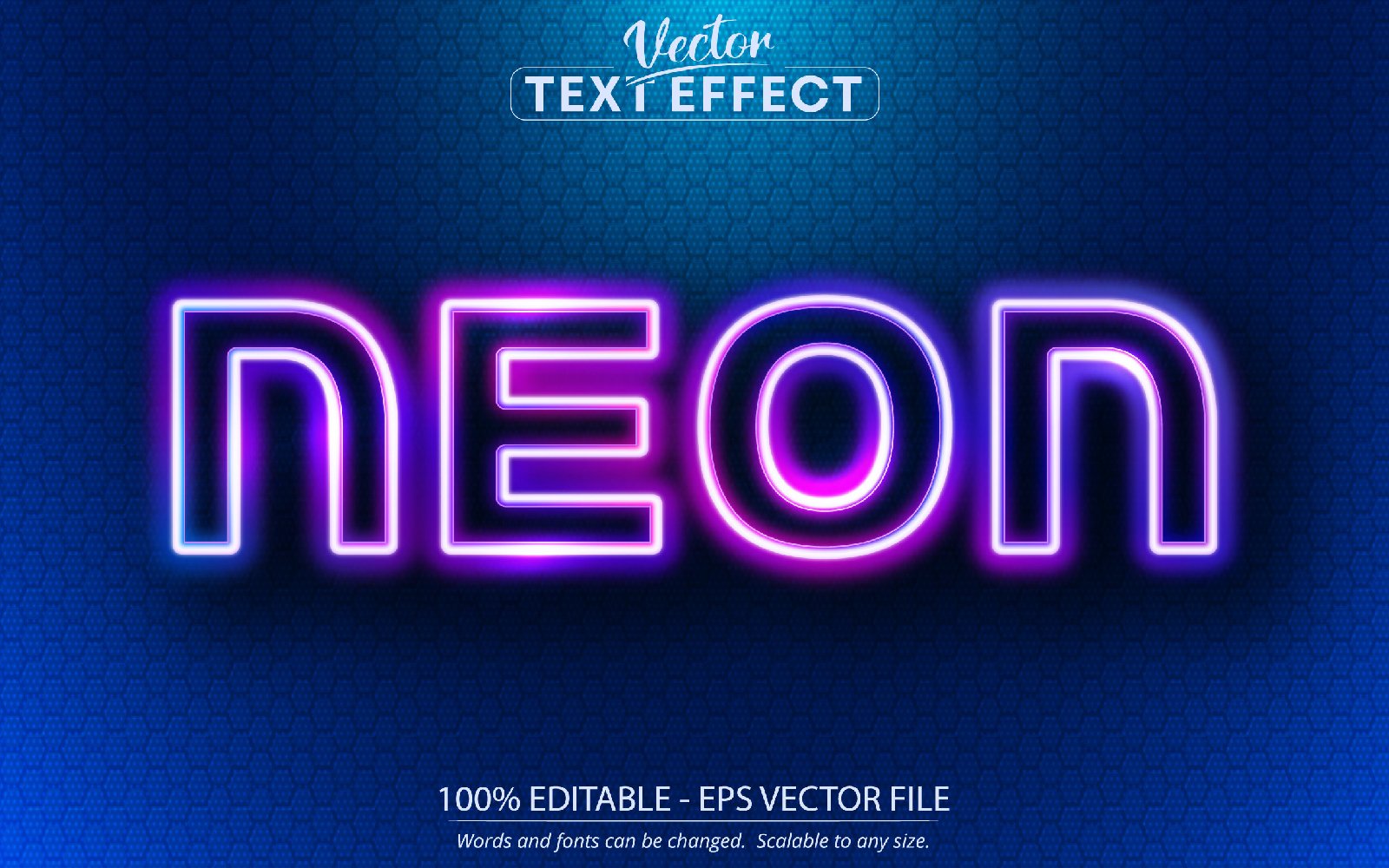 Neon - Purple Color Glowing Style, Editable Text Effect, Font Style, Graphics Illustration