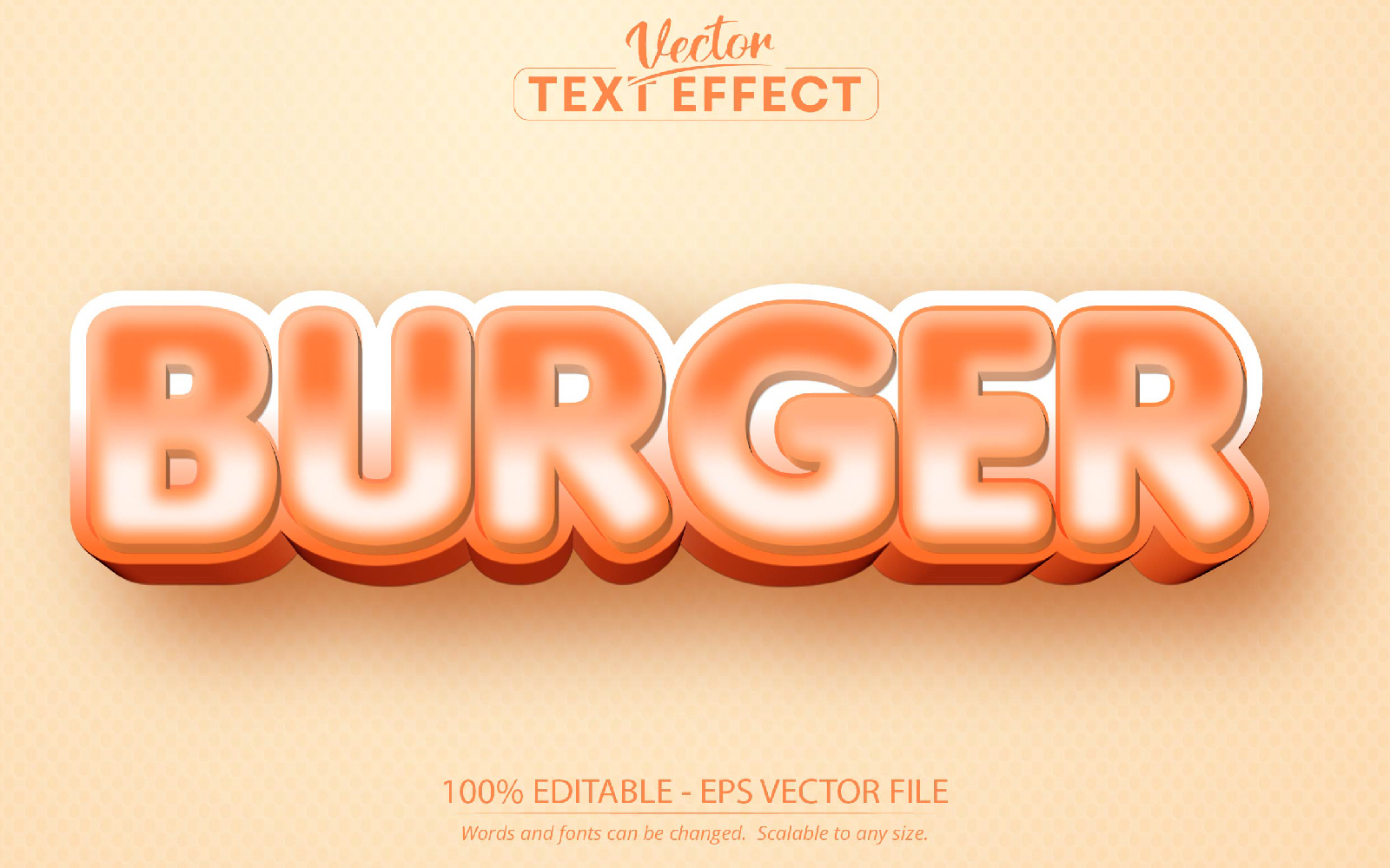 Burger - Orange Color Cartoon Style, Editable Text Effect, Font Style, Graphics Illustration