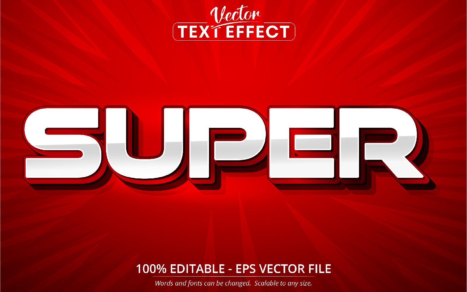 Super - Cartoon Red Color Style, Editable Text Effect, Font Style, Graphics Illustration