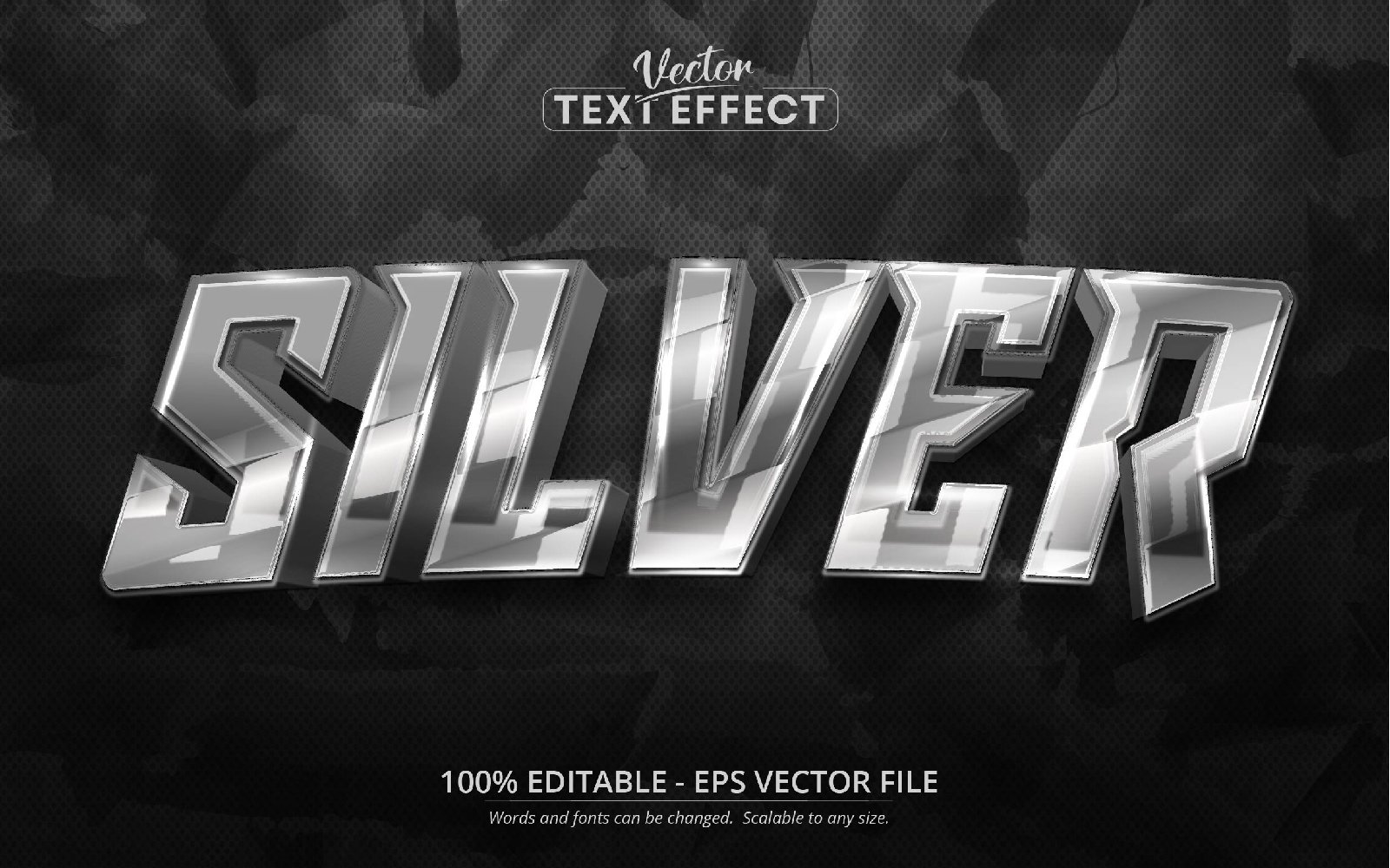 Silver - Dark Silver Style, Editable Text Effect, Font Style, Graphics Illustration