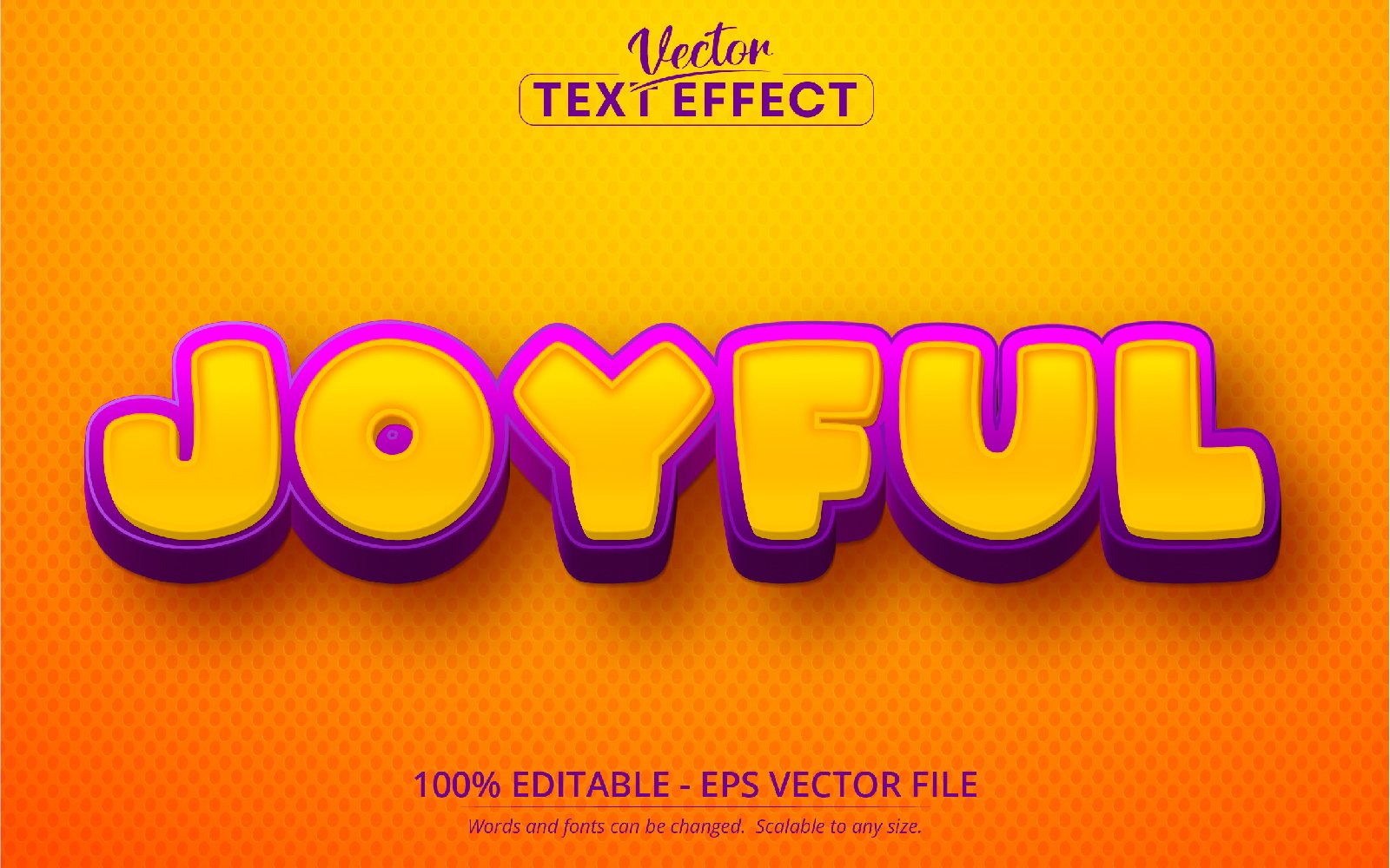 Joyful - Yellow Color Cartoon Style, Editable Text Effect, Font Style, Graphics Illustration