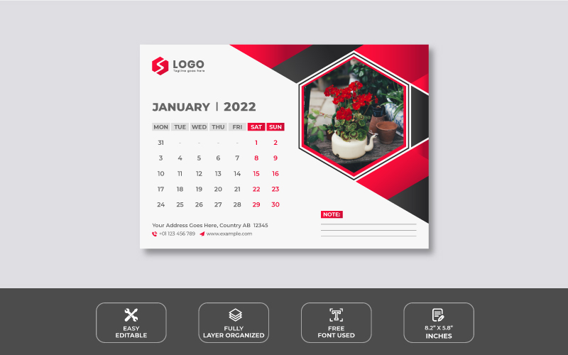 2022 Desk Calendar Design Template