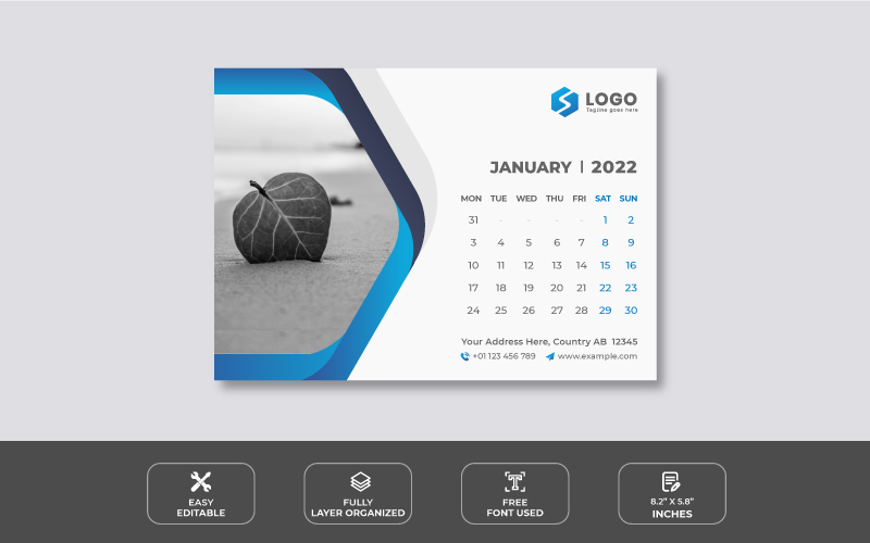Desk Calendar 2022 Design Template