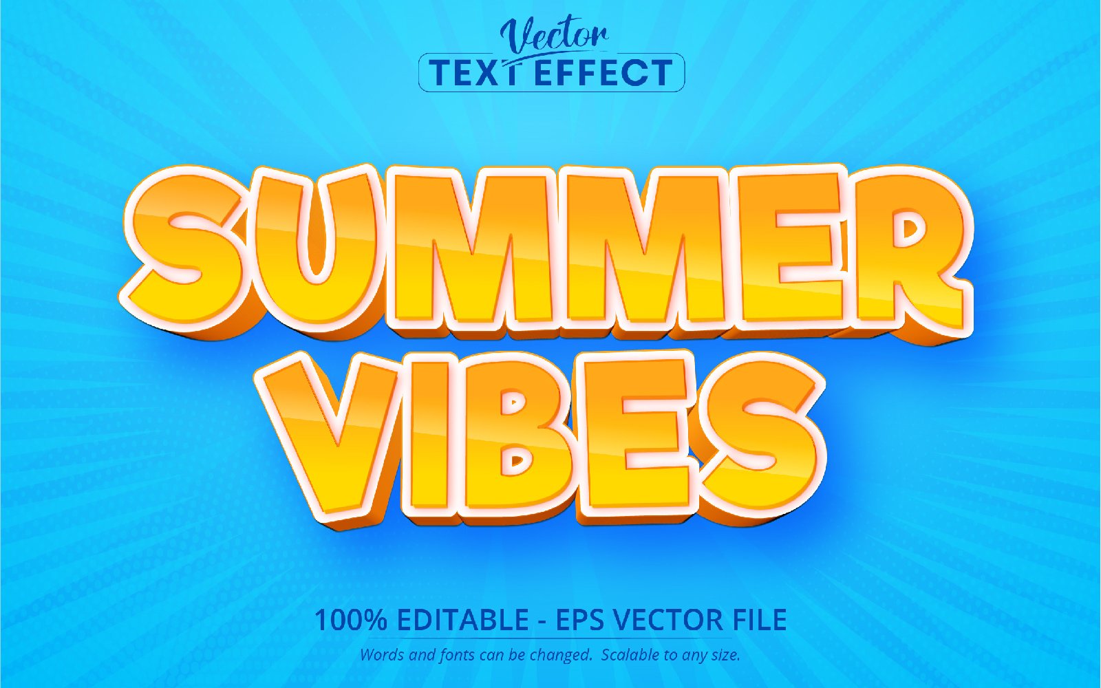 Summer Vibes - Cartoon Style, Editable Text Effect, Font Style, Graphics Illustration