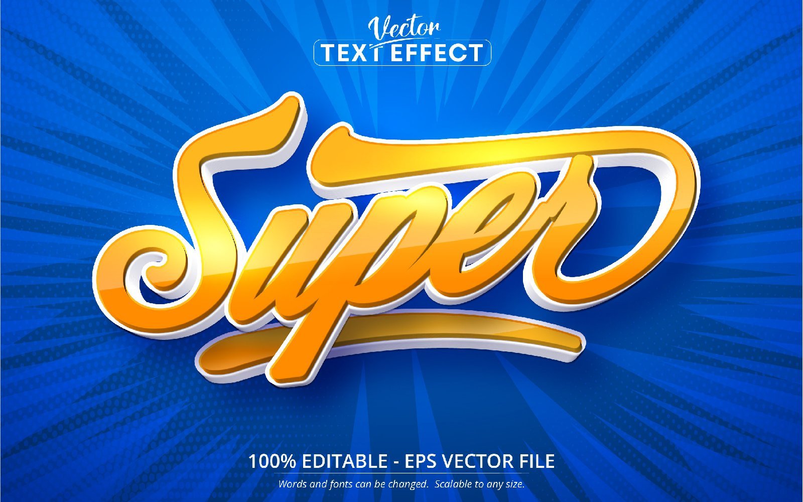 Super - Editable Text Effect, Cartoon Font Style, Graphics Illustration