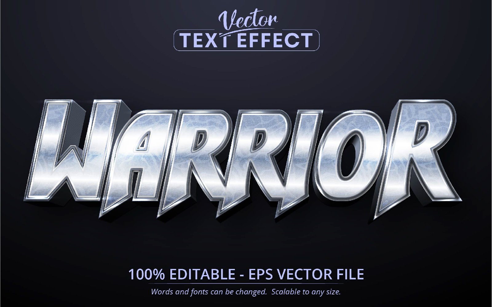 Warrior - Editable Text Effect, Silver Font Style, Graphics Illustration