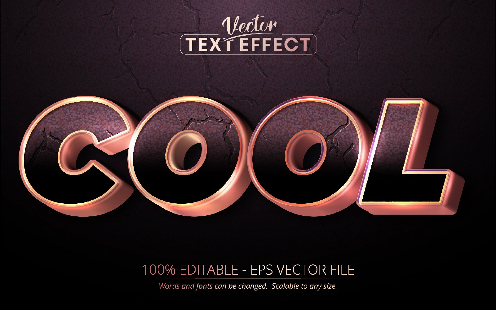 Cool - Editable Text Effect, Shiny Rose Golden Font Style, Graphics Illustration