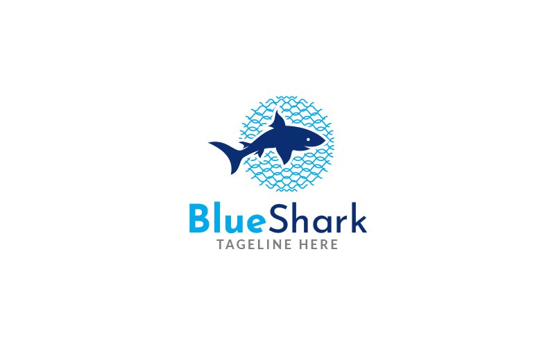 Blue Shark Logo Design Template