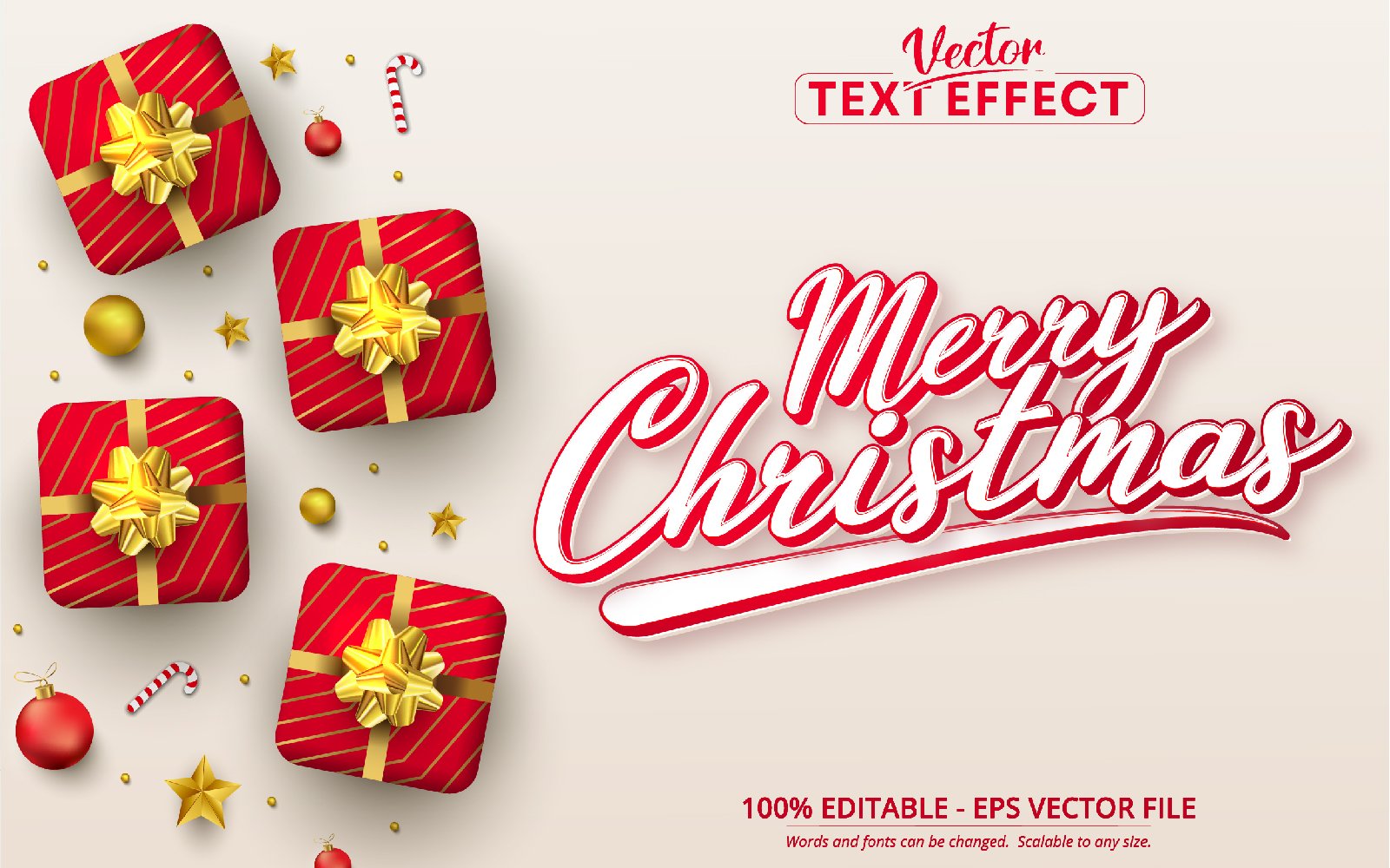 Merry Christmas - Editable Text Effect, Cartoon Font Style, Graphics Illustration