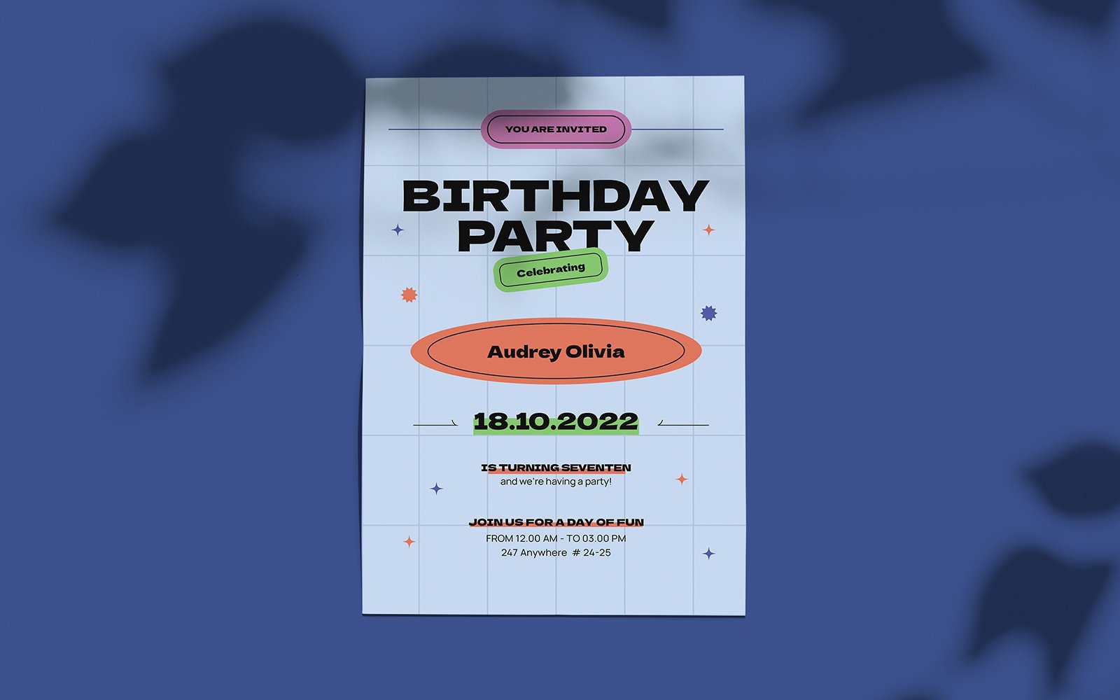 Modern Retro Birthday Invitation Template